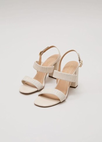 Phase Eight Leather Double Strap Block Heels White Australia | IY3579460